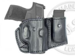 Black SIG SAUER P365 XL Holster and Mag Pouch Combo - OWB Leather Belt Holster - 5MYH107LP_BL