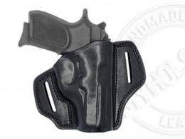 Black For Glock 43X OWB Open Top Two Slot  Belt Right Hand Leather Holster - 6MYH105OT_BL