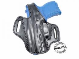 Black / Left TAURUS PT111 9MM Compact OWB Thumb Break Leather Belt Holster - 7MYH105LP_BL_LH