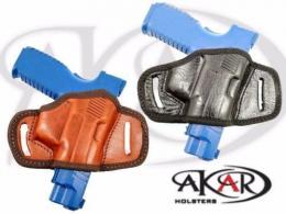 Brown BLACK OR BROWN LEATHER QUICK DRAW BELT SLIDE OWB HOLSTER Heckler & Koch P30 - B6103_BR