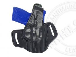 Black Smith & Wesson CS9 Chiefs Special 9mm Right Hand OWB Thumb Break Black Leather Belt Holster - 7MYH105LP_BL