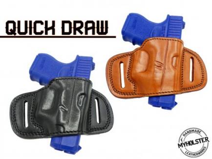 BLACK For Glock 26/27/33 QUICK DRAW OWB BELT HOLSTER Brown/Black Leather - 17MYH105SP_BL