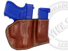 RIGHT / BROWN For Glock 21 Holster and Mag Pouch Combo - Right Hand OWB Leather Belt Holster - 15MYH107LP_BR