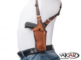 RIGHT / BROWN Walther PPX 9mm, .40 S&W Vertical Shoulder Leather Holster - KA6103C_BR