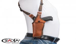 LEFT / BROWN Walther PPX 9mm, .40 S&W Vertical Shoulder Leather Holster - KA6103C_BR_LH