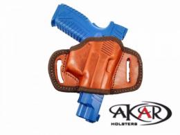 Akar Brown Quick Draw Belt Slide Holster  Compact Concealed Carry Fit, Compatible with Springfield XDS 9mm 4.0 - B6103_BR