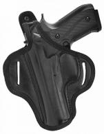 Black / Left Premium OWB Thumb Break Leather Belt Holster Fits S&W SHIELD M2.0 9mm w/Thumb Safety, Red Laser - B5101_GL_BL_LH