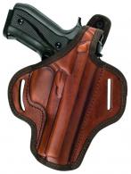 Brown / Right Premium OWB Thumb Break Leather Belt Holster Fits S&W SHIELD M2.0 9mm w/Thumb Safety, Red Laser - B6101_GL_BR