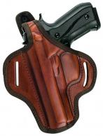 Brown / Left Premium OWB Thumb Break Leather Belt Holster Fits S&W SHIELD M2.0 9mm w/Thumb Safety, Red Laser - B6101_GL_BR_LH
