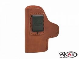 Brown IWB CCW LEATHER HOLSTER  Inside-the-Pants Clip-On  Compatible with S&W SHIELD M2.0 9mm w/Thumb Safety, Red Laser - IC6124_CO_BR_LH