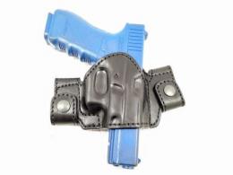 Black / SHORT OWB Snap-On Leather Open Top Holster Compatible w/ Tanfoglio FT-9 FS Sport - 13MYH109LP_BL_SH