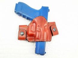 Brown / SHORT OWB Snap-On Leather Open Top Holster Compatible w/ Tanfoglio FT-9 FS Sport - 13MYH109LP_BR_SH