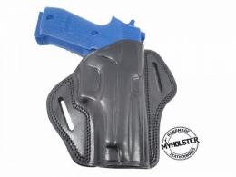 Black OWB Open Top Concealable Leather Belt Holster Compatible W/ Sig Sauer P226R DAK W/RAILS - 66MYH105OT_BL