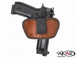 Brown IWB/OWB Leather Belt Holster | Compact Concealed Carry Compatible w/ Walther PPK/S - IC6146_SM_BR
