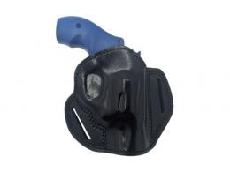 BLACK OWB Open Top Concealable Leather Belt Holster Compatible W/ Smith & Wesson J-Frame Revolver - 56MYH105OT_BL