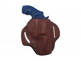 BROWN OWB Open Top Concealable Leather Belt Holster Compatible W/ Smith & Wesson J-Frame Revolver - 56MYH105OT_BR