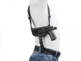 Left Nylon Horizontal Shoulder Holster with Double Magazine Pouch Compatible w/ SIG Sauer P226 w/rails - KA7210S_LG_LH