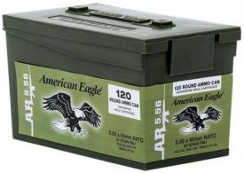 Federal American Eagle Rifle Ammunition, 5.56 NATO, Steel Core FMJ, 62 GR, 3020 fps, 120 Rd/Bx - XM855LPC120