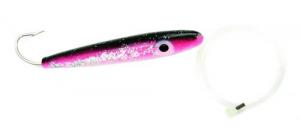 Sea Striker Rigged Cedar  Plug, 6", 10/0 Hook, 8 Ft 150 Lb Mono Leader, Black/Pink/Pearl - 6311R