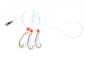 Sea Striker Sea Bass Hi-Lo Rig, 3 - 3/0 Gold Bait Holder Hooks, w/Red Bead - N8466-30G