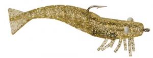 DOA Shrimp Lure, 3", 1/4oz Clear/Gold Glitter - FSH3-313