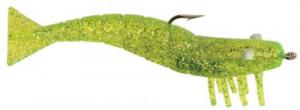 DOA Shrimp Lure, 4" 1/4oz Chartreuse/Silver Glitter - FSH4-3P/318