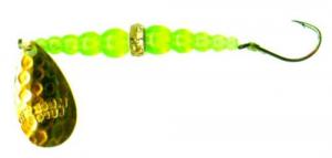 Mack's Lure Wedding Ring Classic Original Spinner #6 Hook 48" Leader Chartreuse Blade/Black/Flo Chartreuse Bead - 09125
