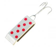 Jake's Spin-A-Lure Spoon, 1 3/8", 1/4 oz, Sz 6 Hook, Silver with Red Dots - SP14-20202