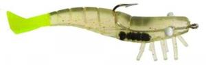 DOA Shrimp Lure, 4" Clear/Chartreuse Tail - FSH4-3P-316