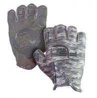 Fish Monkey Stubby Guide Gloves Grey Water Camo Large - FM18-GREYWTRCAM-L