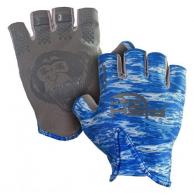 Fish Monkey Stubby Guide Gloves Blue Water Camo Med - FM18-BLWTRCAM-M