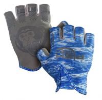 Fish Monkey Stubby Guide Gloves Blue Water Camo Large - FM18-BLWTRCAM-L