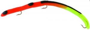Fire Tail Pre-rigged Plastic Worm, 5 1/2", 3 #6 Hooks, Orange/Chartreuse - FT103-O/CT