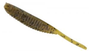 Yamamoto 3" Shad Shape Worm, Green Pumpkin/Black Flake - YAM-68JR-10-297