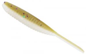 Yamamoto 3" Shad Shape Worm, Lt Green Pumpkin Lg Green - YAM-68JR-10-938