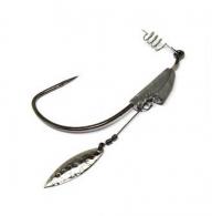 Gamakatsu Spring Lock Spinner, NS Black, Nickle willowleaf blade, 12/0-3/4oz - 404422-3/4