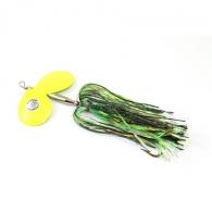 Musky Mayhem Double Showgirl Musky Spinner, 1.6oz, 7.5", 7/0 Hook, Black Chartreuse/Chartreuse - DS003