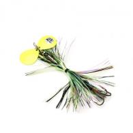 Musky Mayhem Baby Girl Musky Musky Spinner, 1.8 oz, 4/0 Hook, 2 #6 Blades, Black Chartreuse/Chartreuse - BG003