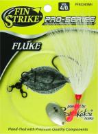 Fin Strike ProSeries Fluke Rig Shiner Hook Blk w/Upturned Eye Wht BucktailTeaser Sinker Snap Sz4/0 - PFK0240WH