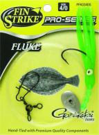 Fin Strike ProSeries Fluke Rig Shiner Hook Blk w/Upturned Eye Grn Squid Skirt Sinker Snap Sz4/0 - PFK0340G