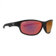 Calcutta Columbia Sunglasses Shiny Black Frame Red Mirror Lens - C1RM