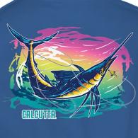 Calcutta Watercolor Marlin T-Shirt No Pocket Galapagos Blue Lg - WCM-GB-L