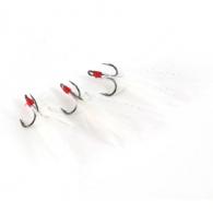 Clam Feathered Gaff Treble Size 12 - White - 3 Pack  - 16832