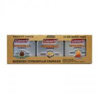 Coleman Scented Citronella Tin Candle 3 Pack Variety, 75 Hour, 3/8 oz - 7716