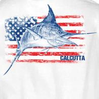 Calcutta Flag Marlin T-Shirt Pocket White Med - FM-WHT-M