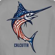 Calcutta Stars and Stripes Marlin T-shirt Gravel Lg - SSM-GRV-L