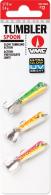 VMC Tumbler Spoon Kit, 1-1/2", 1/8 oz, Sz 10 Treble, Glow Green Fire UV, Glow Orange Fire UV, Glow Pink Fire UV, 3pk - TMS18GUV3