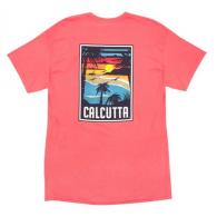 Calcutta Retro Sunset Short Sleeve Garment Dyed Neon Coral Small - Retro-NCor-S