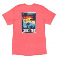 Calcutta Retro Sunset Short Sleeve Garment Dyed Neon Coral Medium - Retro-NCor-M