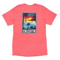 Calcutta Retro Sunset Short Sleeve Garment Dyed Neon Coral Medium - Retro-NCor-M